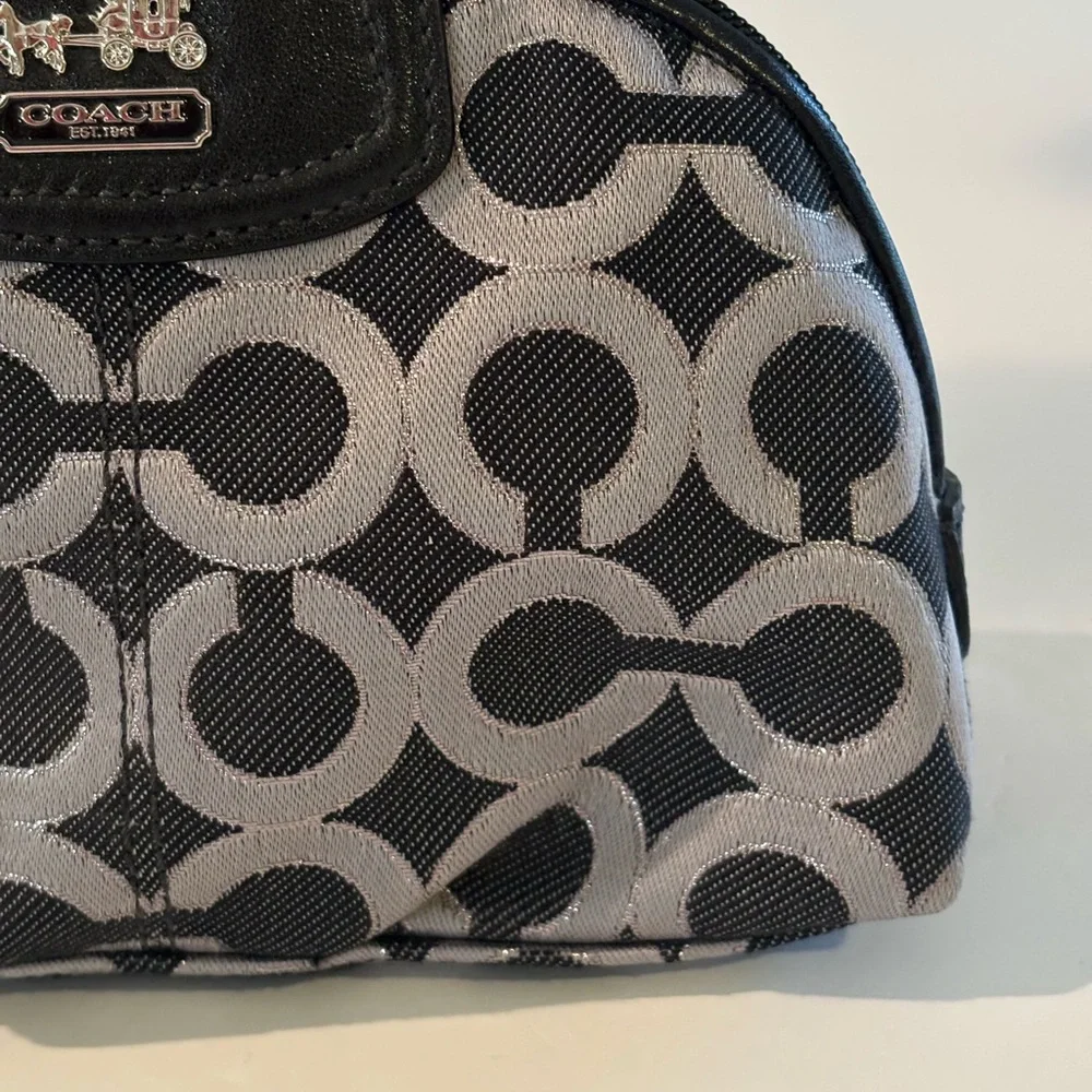 COACH Gunmetal Black/Black C Logo COSMETIC BAG NWOT